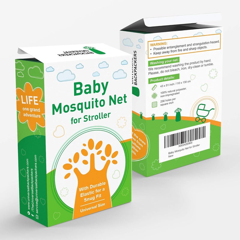 Universal Backpackers Baby Mosquito Net for Stroller, Car Seat & Bassinet – Premium Infant Bug Netting for Jogger, Carrier & Pack N Play – Toddler Canopy & Gift Packaging White - Image 4